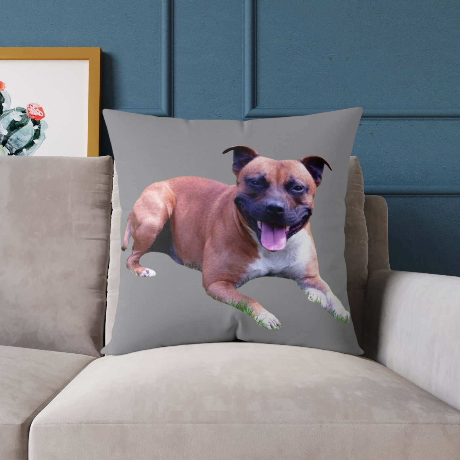 Staffordshire Bull Terrier Square Poly Canvas Pillow - Image 15