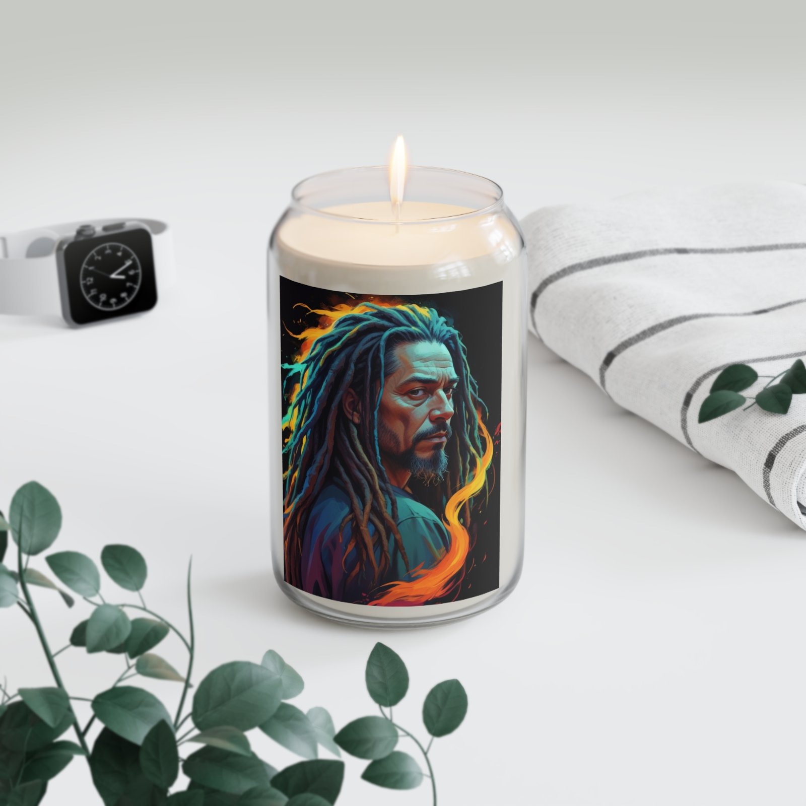 Scented Candle, Rasta Reggae Dreadlocks Design, 13.75oz - Image 4
