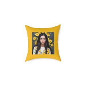 Yellow Flowers Poly Canvas Pillow