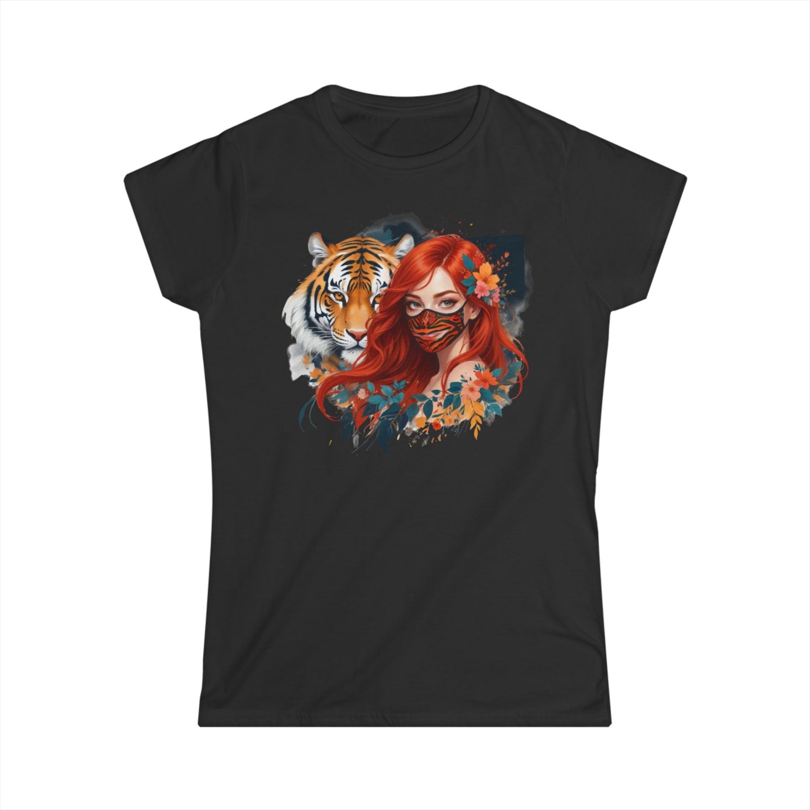 Tiger Lady Art Design Tattoo Soft style Tshirt - Image 4