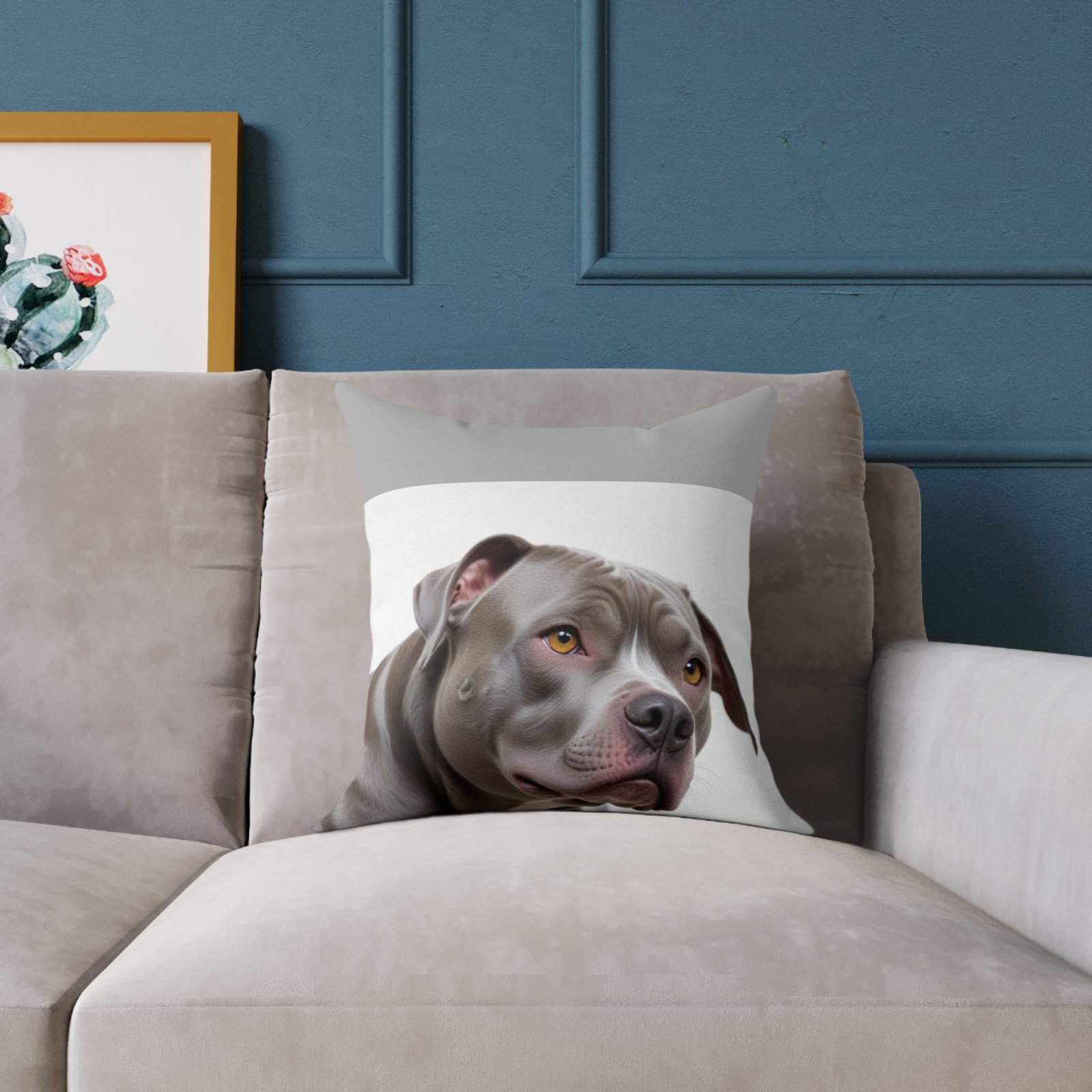 Staffordshire Bull Terrier Square Poly Canvas Pillow - Image 3