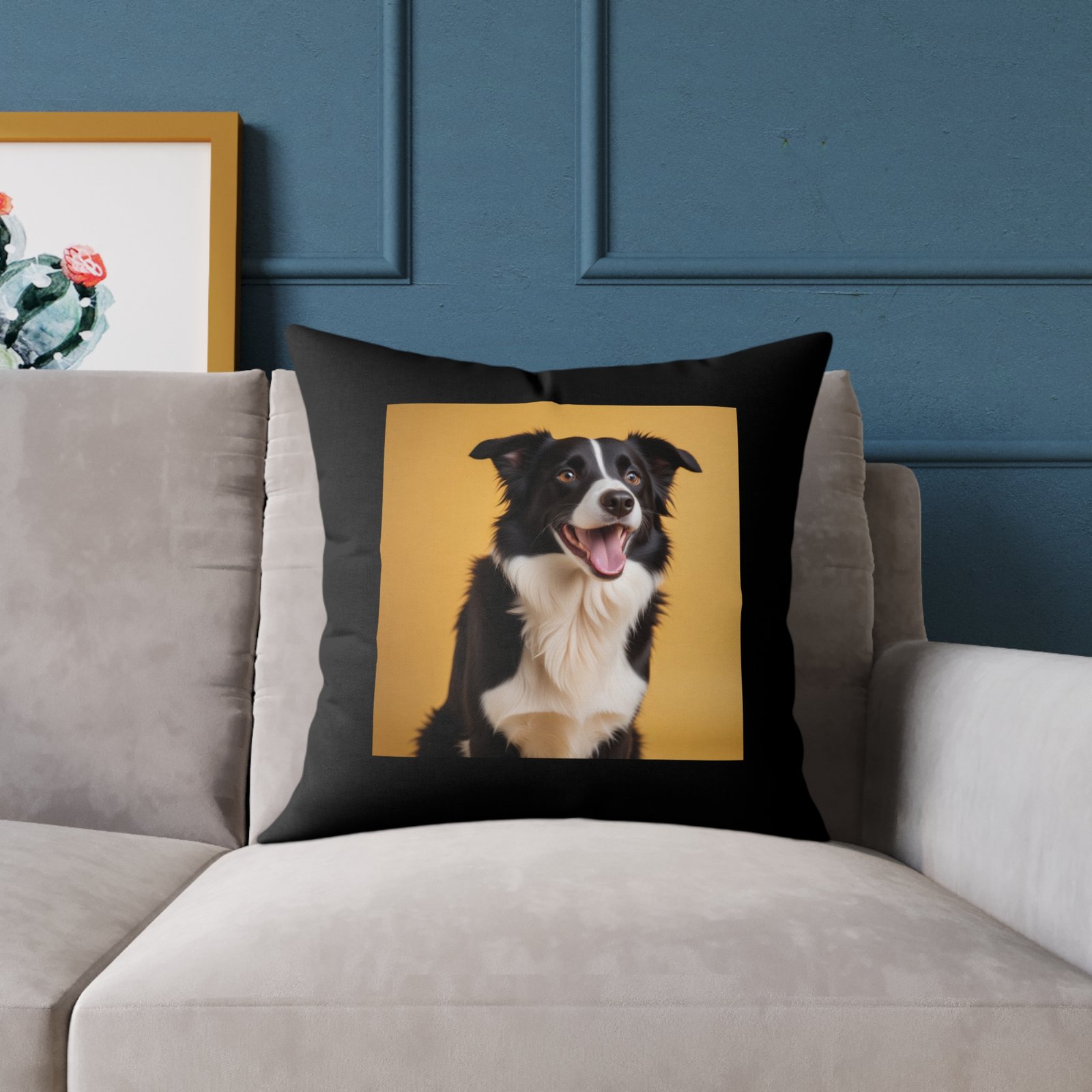 Border Collie Dog Pet Puppy Cushion .Square Poly Canvas Pillow 08 - Image 11