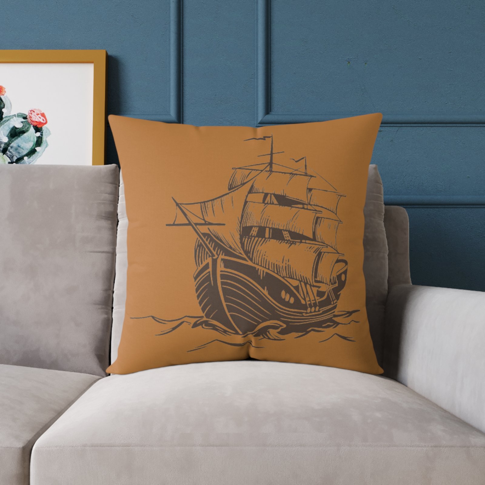Square Pillow Ships Boats Yachts Sea Sailing Vessels Nautical Decor - Image 15
