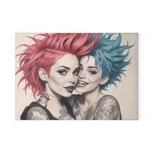 Punk Rocker Glass Cutting Board - Unique Kitchen Decor, Perfect Gift for Chefs, Home Cooks, and Housewarmings, Ideal for Birthdays or Holidays