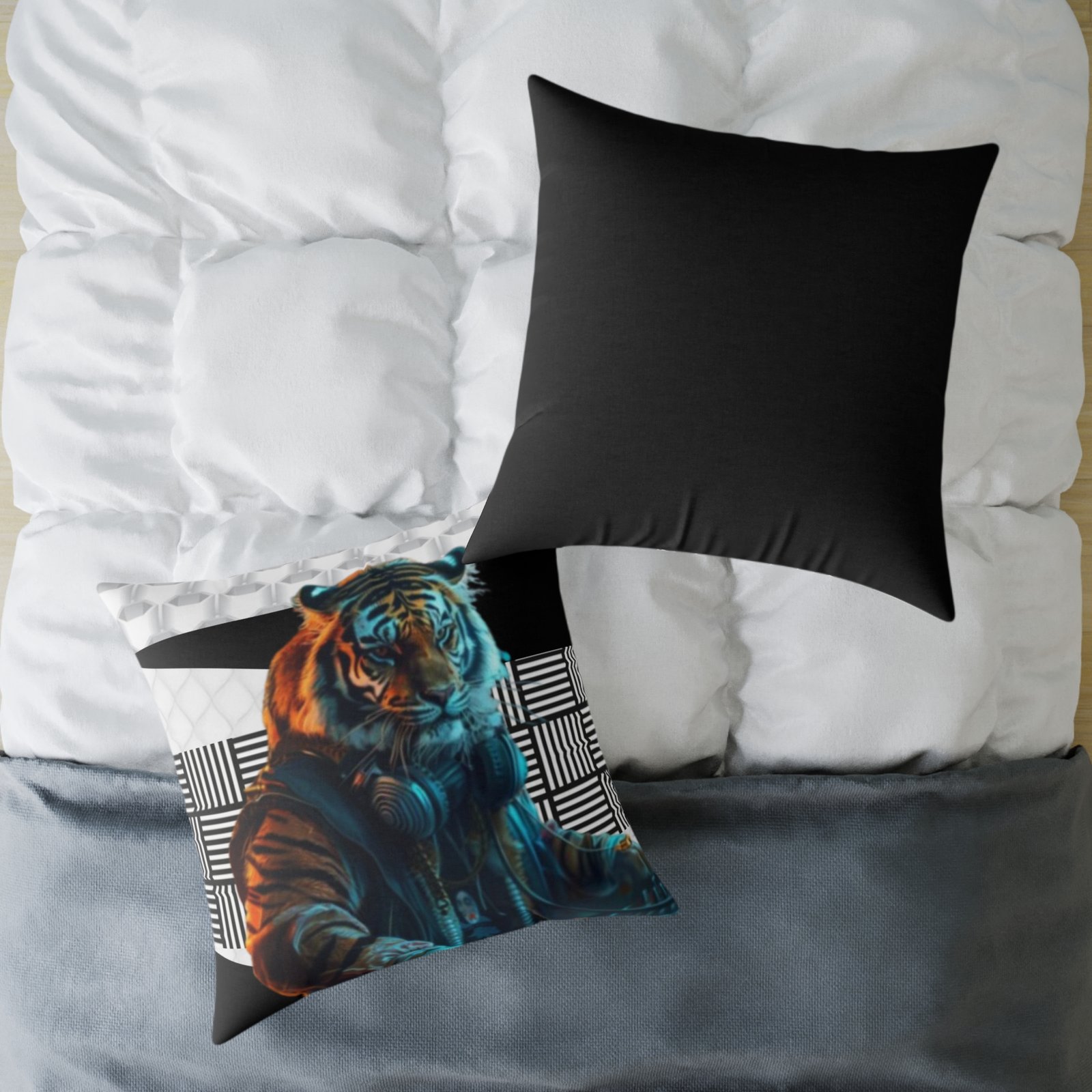 Music Dj Animal Headphones Square Poly Canvas Pillow 08 - Image 20