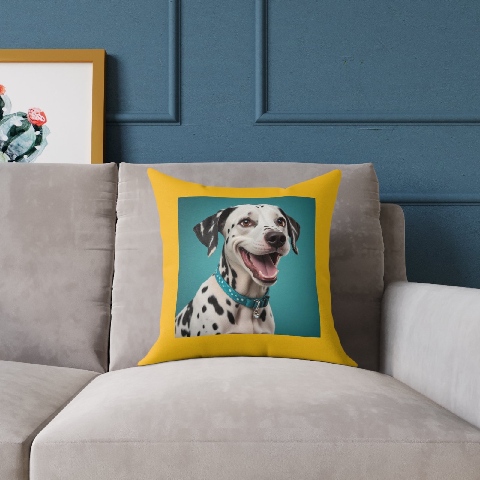 Dalmatian Pet Dog Puppy Cushion 08 Square Poly Canvas Pillow 08 - Image 3