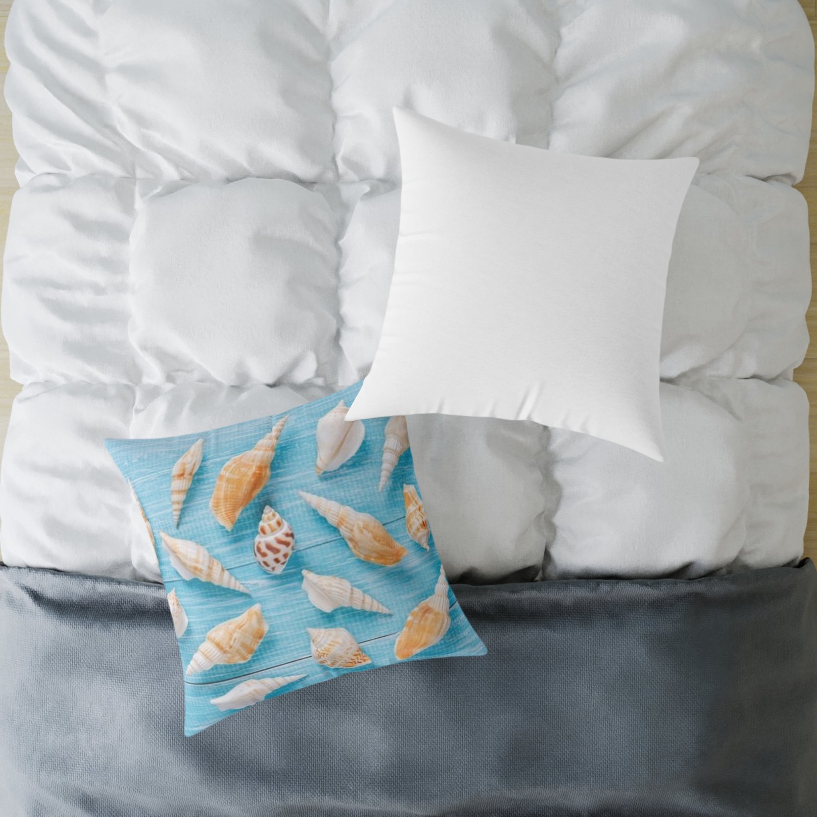 Sea shells Seaside Beach Square Poly Canvas Pillow 08 - Image 16