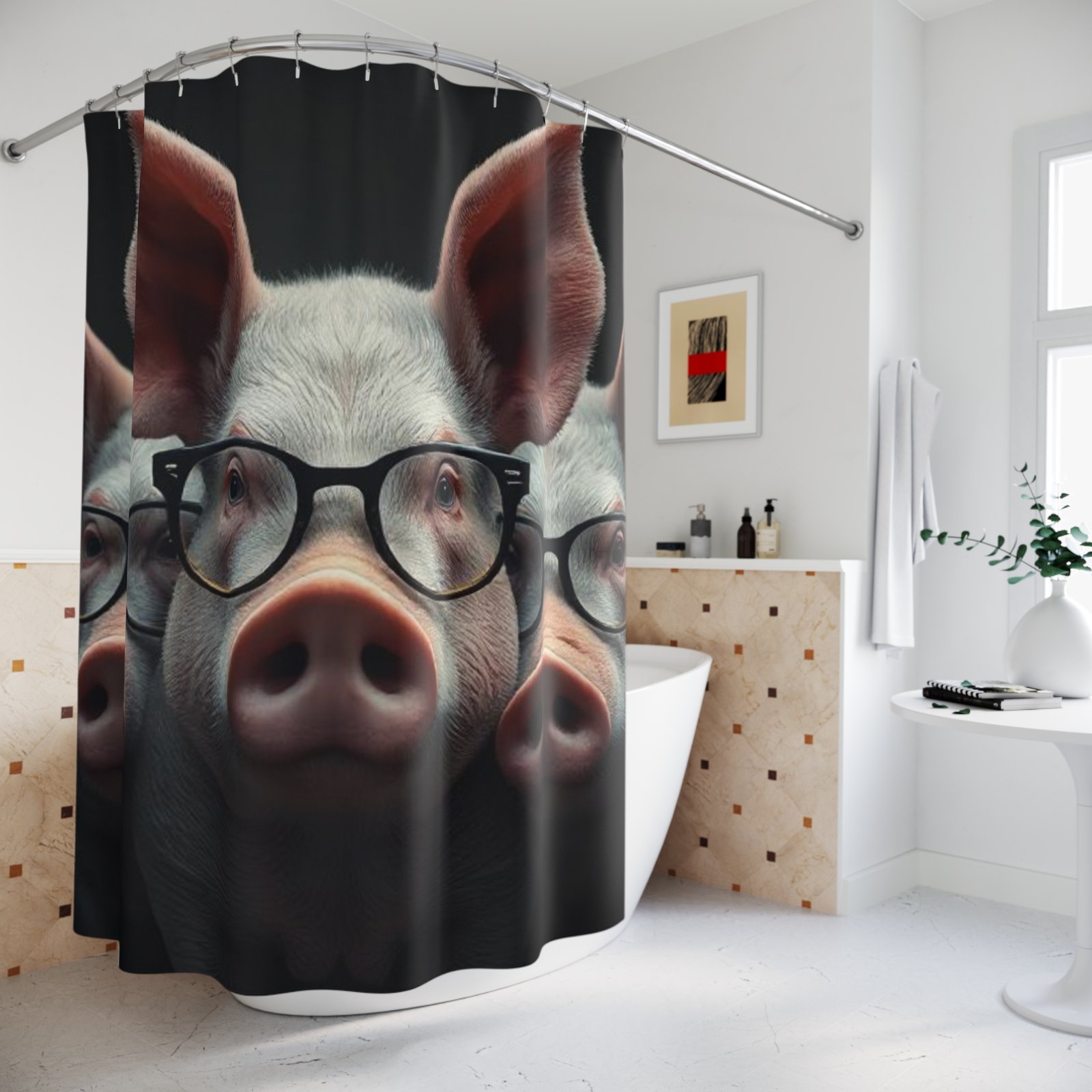 Pig Shower Curtain, Unique Bathroom Decor, Reptile Lovers Gift, Fun Home Accessories, Quirky Bathroom Style - Image 4