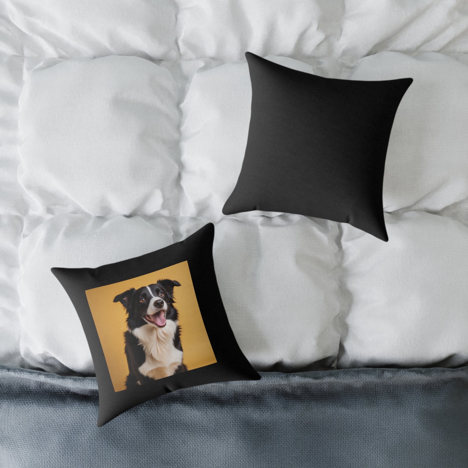 Border Collie Dog Pet Puppy Cushion .Square Poly Canvas Pillow 08 - Image 4