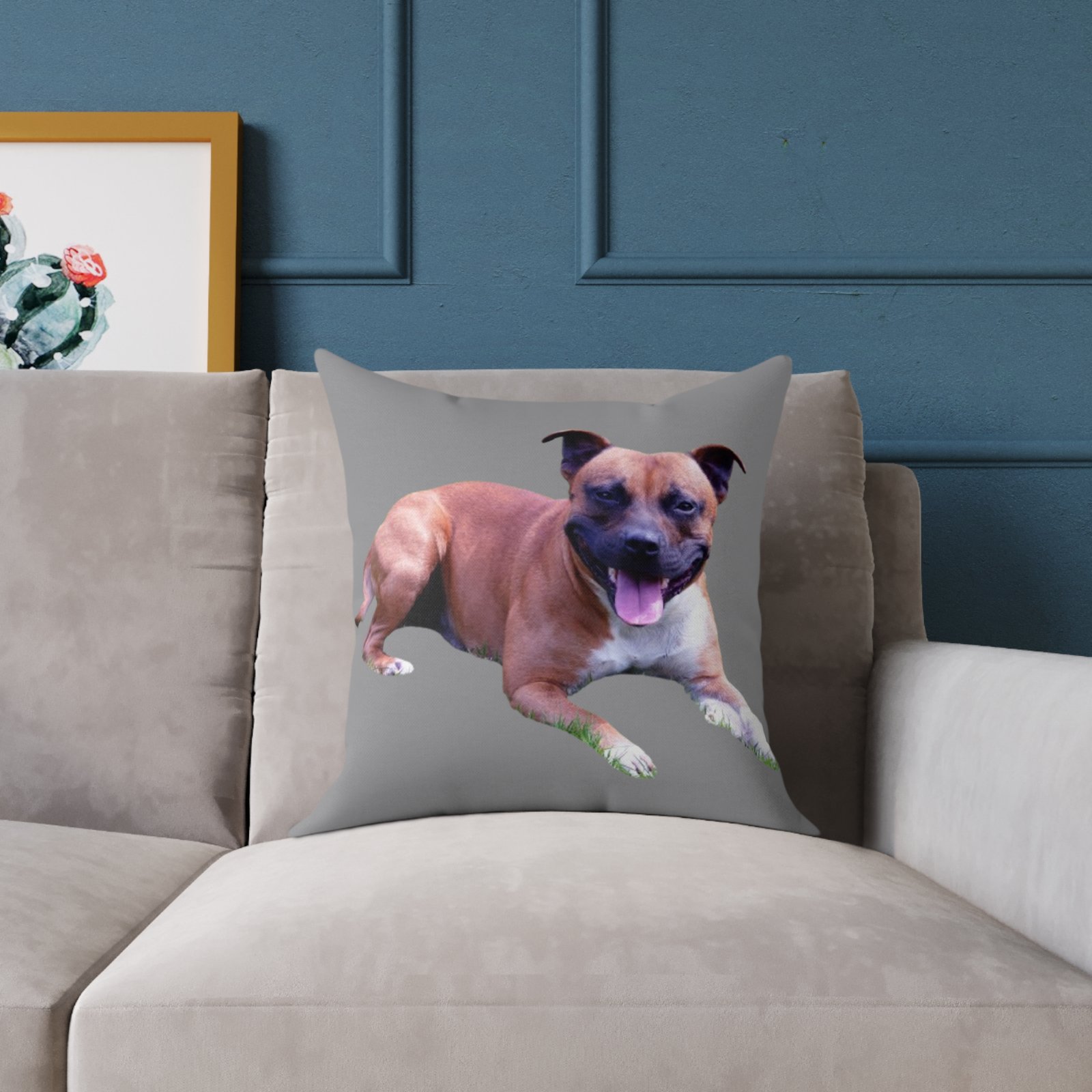 Staffordshire Bull Terrier Square Poly Canvas Pillow - Image 7