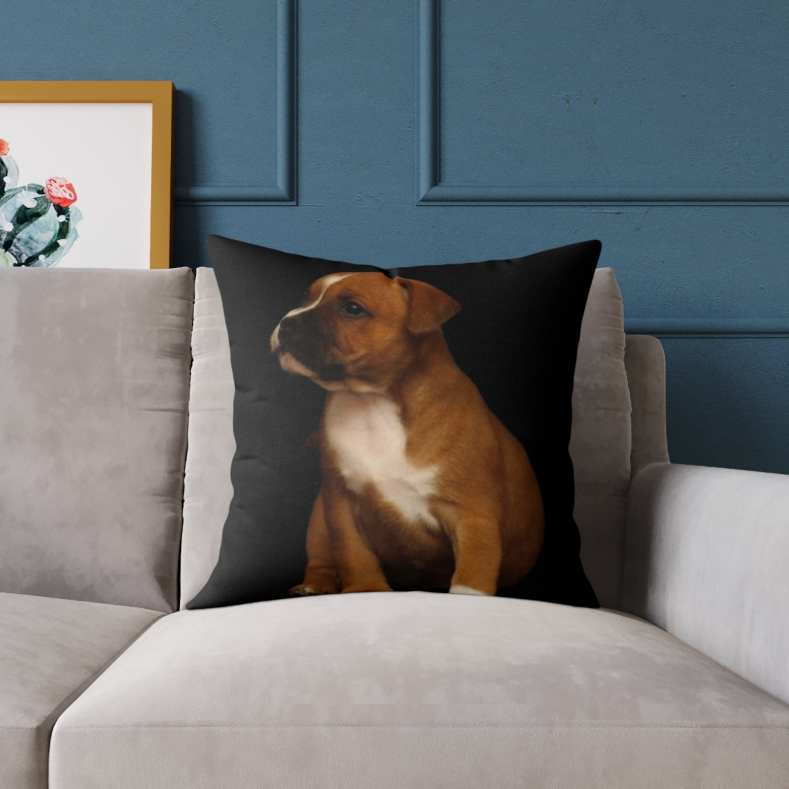 Staffordshire Bull Terrier Square Poly Canvas Pillow 08 - Image 11