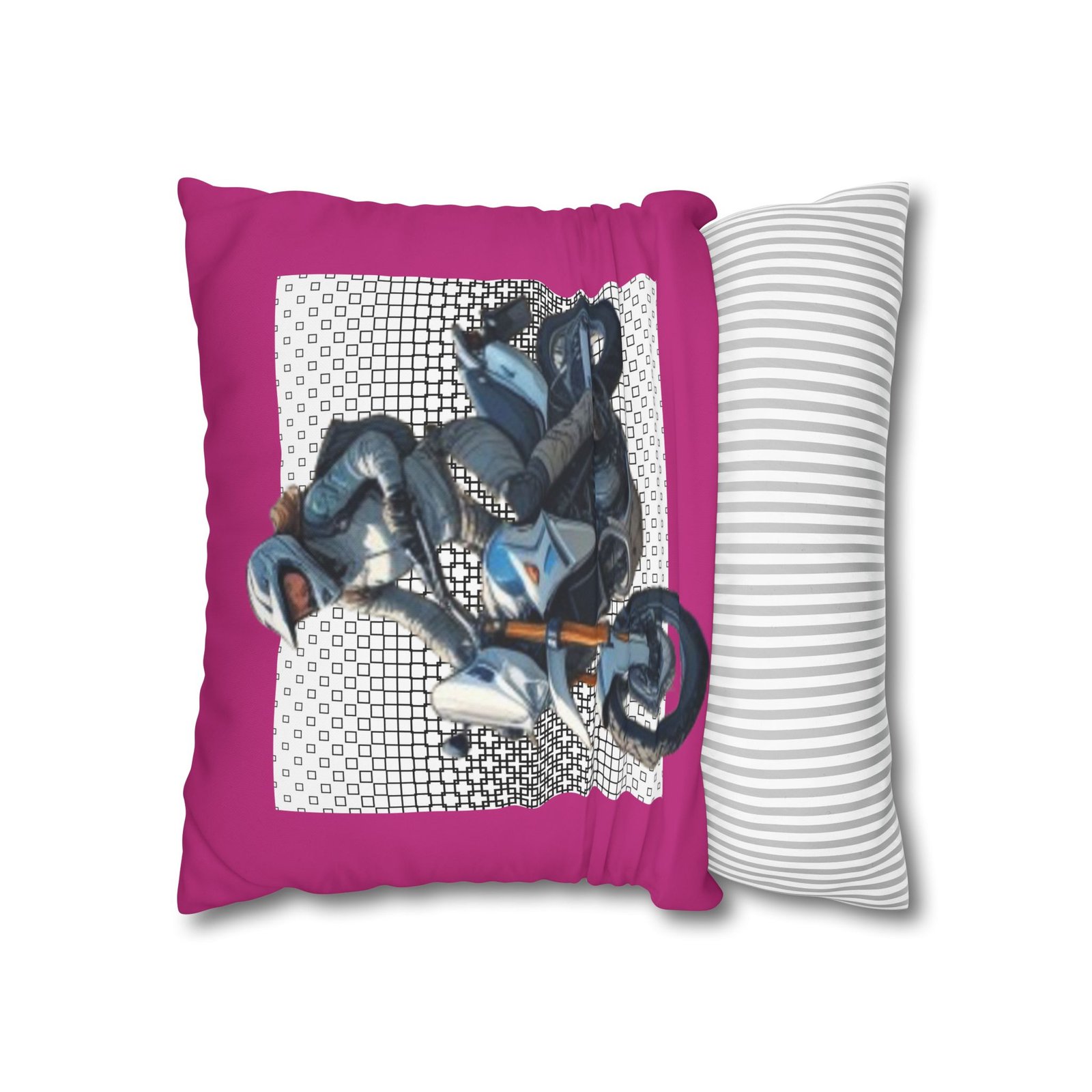 Scrambling Bikes Square Poly Canvas Pillowcase - Image 6