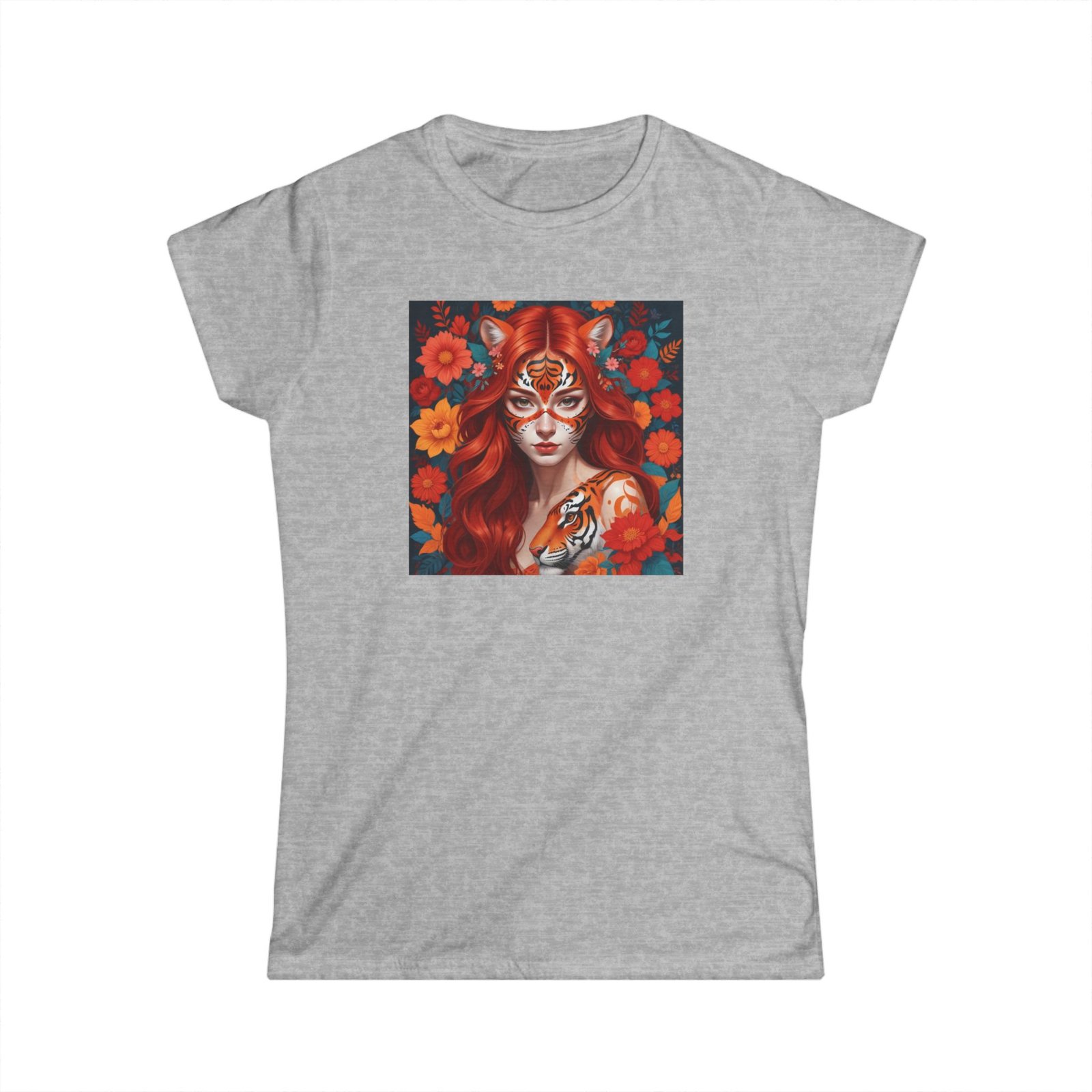 Tiger Lady Art Design Tattoo Soft style Tshirt - Image 7