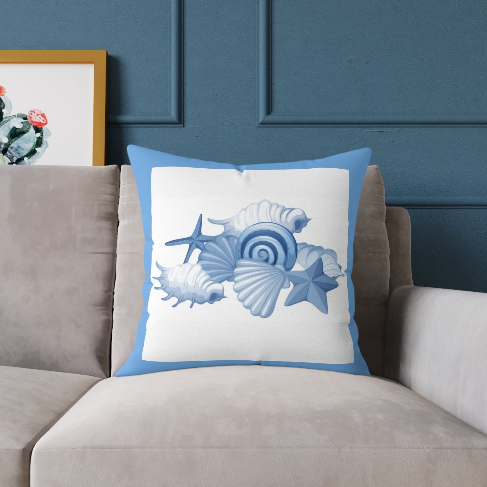 Sea shells Seaside Beach Square Poly Canvas Pillow 08 - Image 11