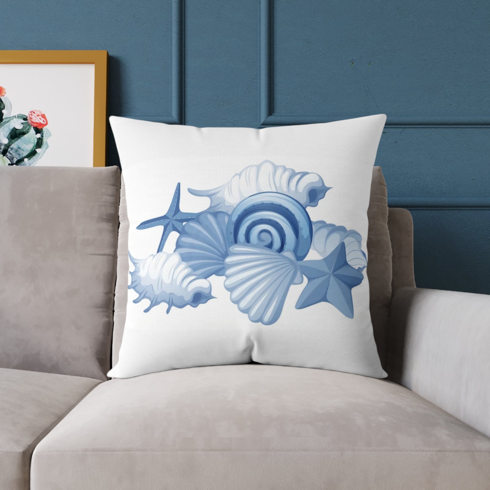 Sea shells Seaside Beach Square Poly Canvas Pillow 08 - Image 15