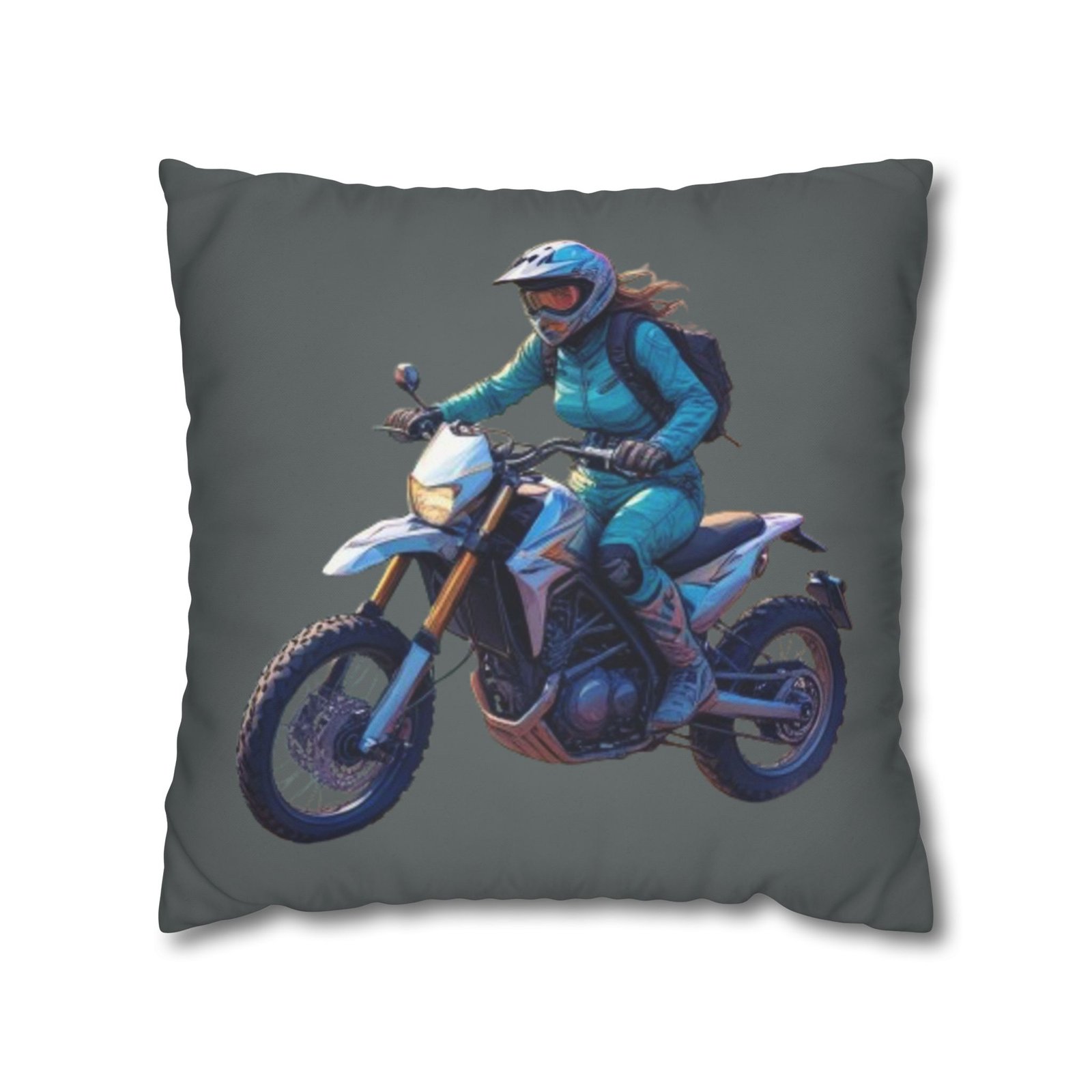 Scrambling Bikes Square Poly Canvas Pillowcase - Image 9