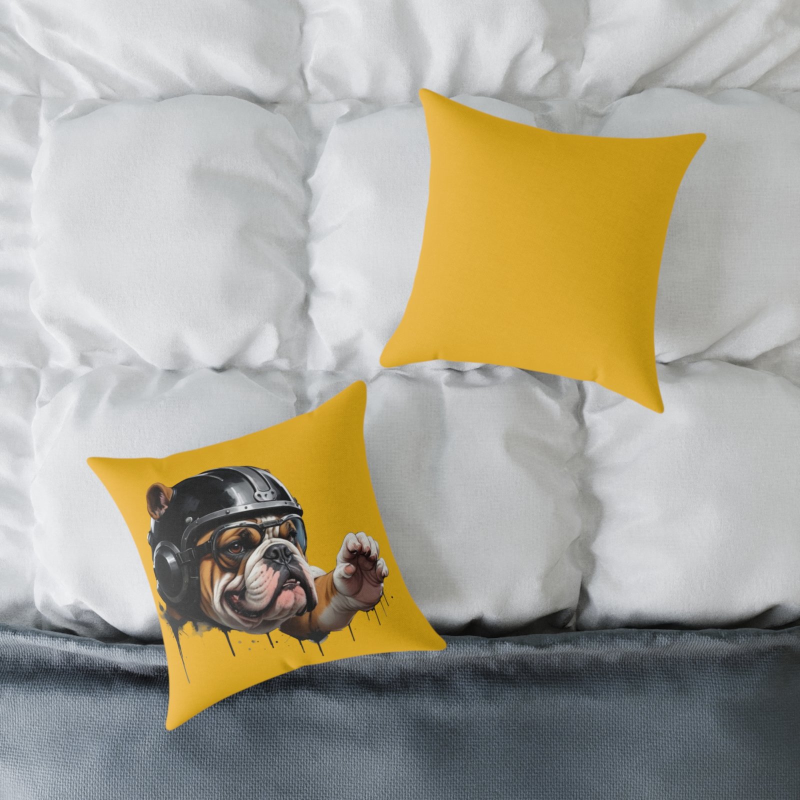 Flight Of The Bulldog Square Poly Canvas Pillow - Image 4
