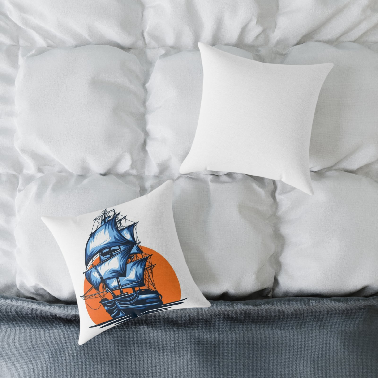 Square Pillow Ships Boats Yachts Sea Sailing Vessels Nautical Decor - Image 4