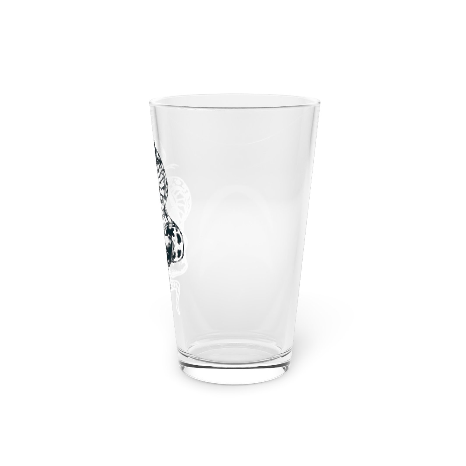 Edgy Design Tattoo Pint Glass, 16oz | Unique Gift, Rocker Style, Halloween Decor, Barware, Skull Lover's Collectible - Image 3