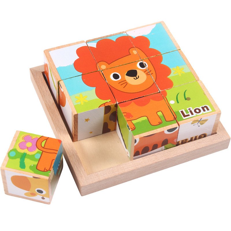 High-grade Six-face Picture Wooden Jigsaw 3D Puzzle Toys Children's Early Educational Toy Cube Jigsaw Puzzle Baby Kids Gifts - Image 5