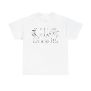 Vibrant Dream Catcher Tattoo Unisex Heavy Cotton Tee, Soft Graphic Tee, Casual Wear, Festival Shirt, Gift for Flower Lovers