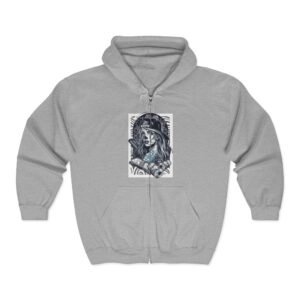 Tattoo  Art Zip-Up Hoodie | Cozy Casual Wear for Fall, Halloween, Goth Fashion, Unique Gift for Art Lovers, Layering Essential