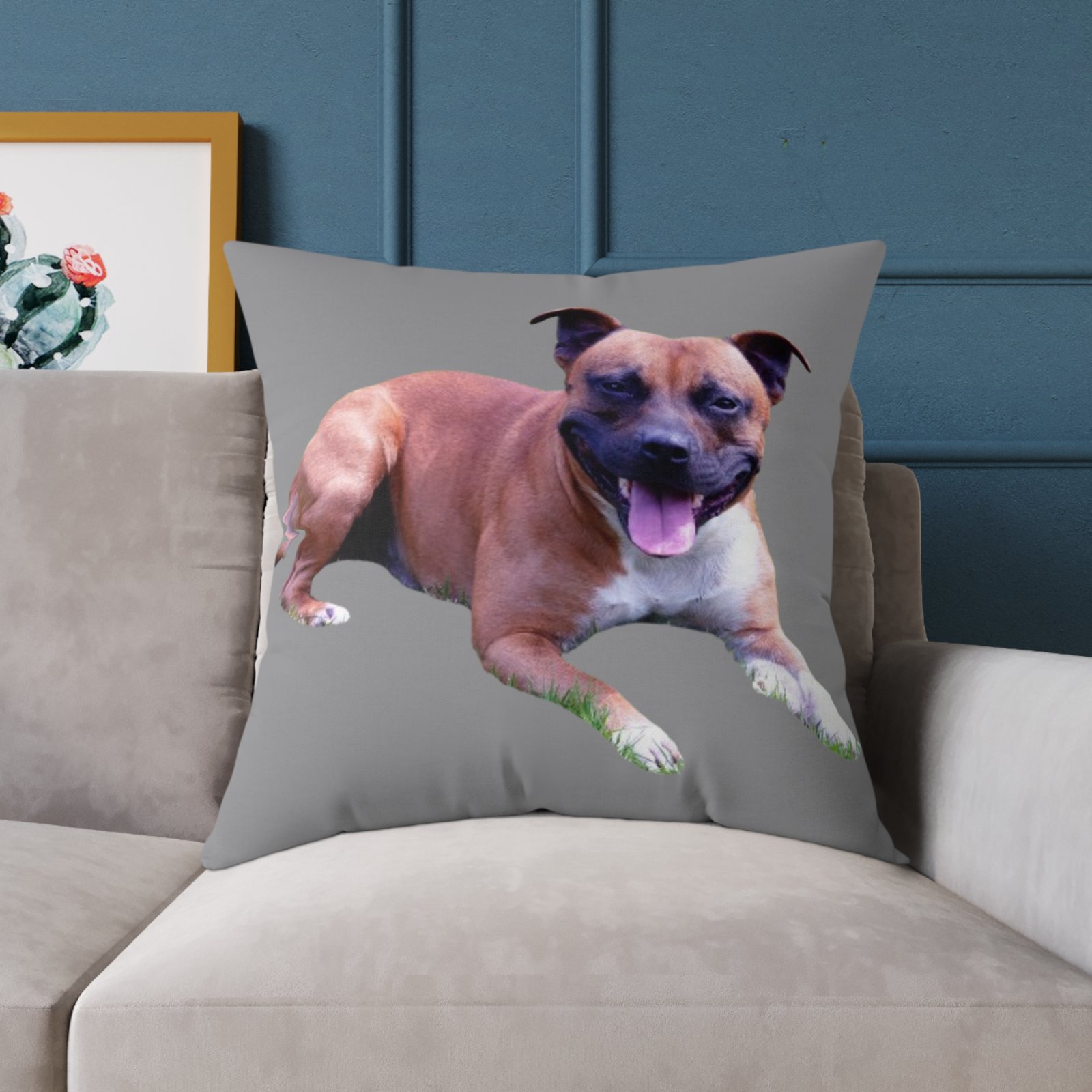 Staffordshire Bull Terrier Square Poly Canvas Pillow - Image 19