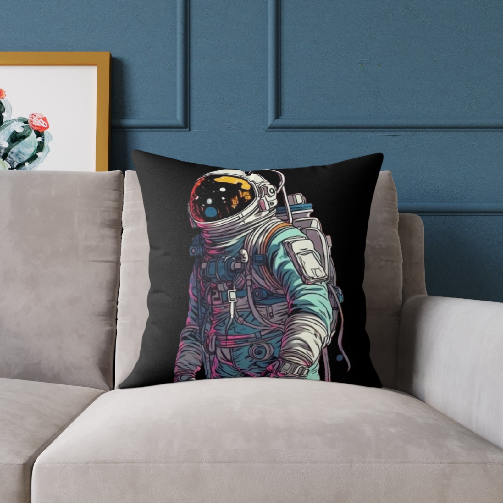 Astronaut Square Poly Canvas Pillow - Image 11