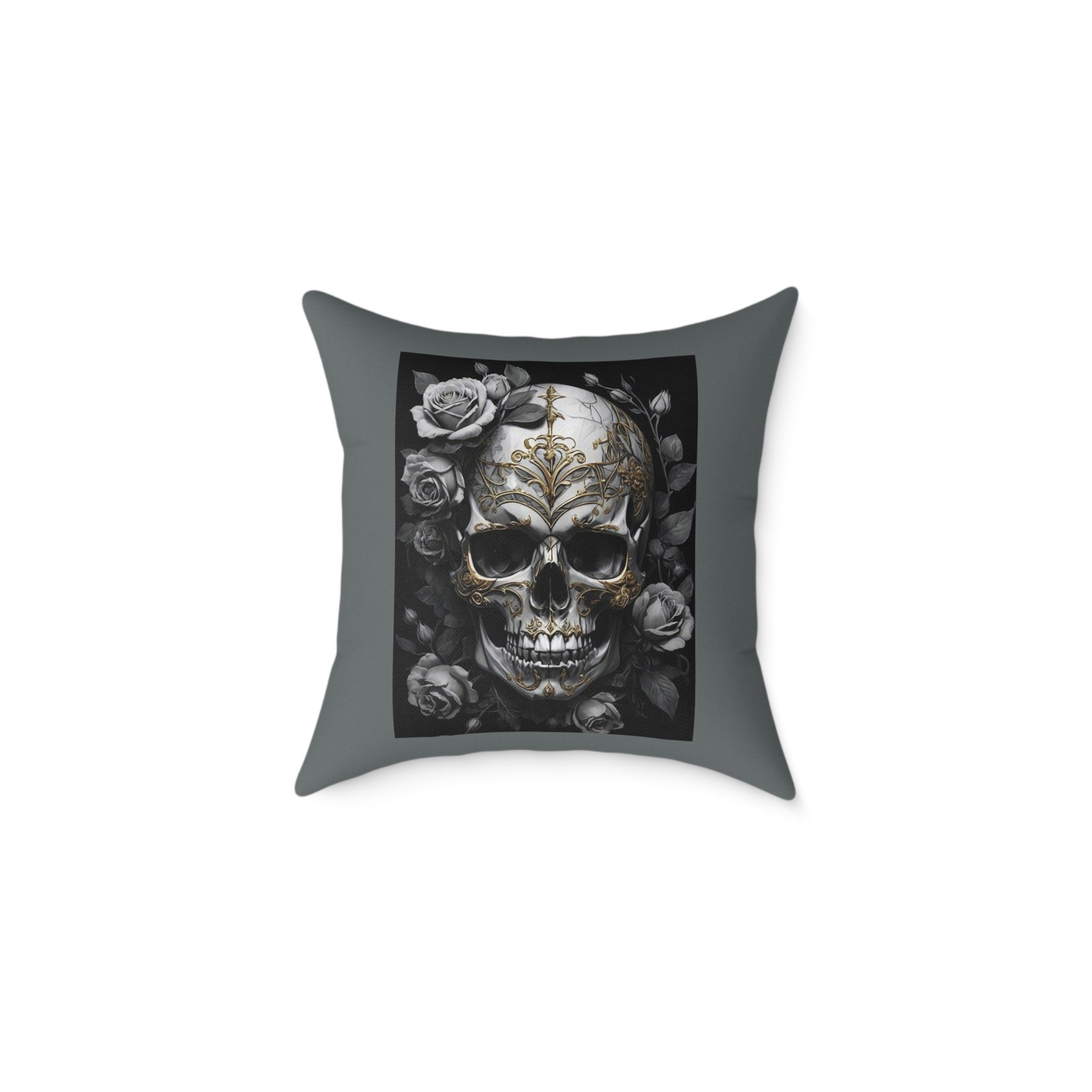 Skull Print Square Poly Canvas Pillow - Image 5