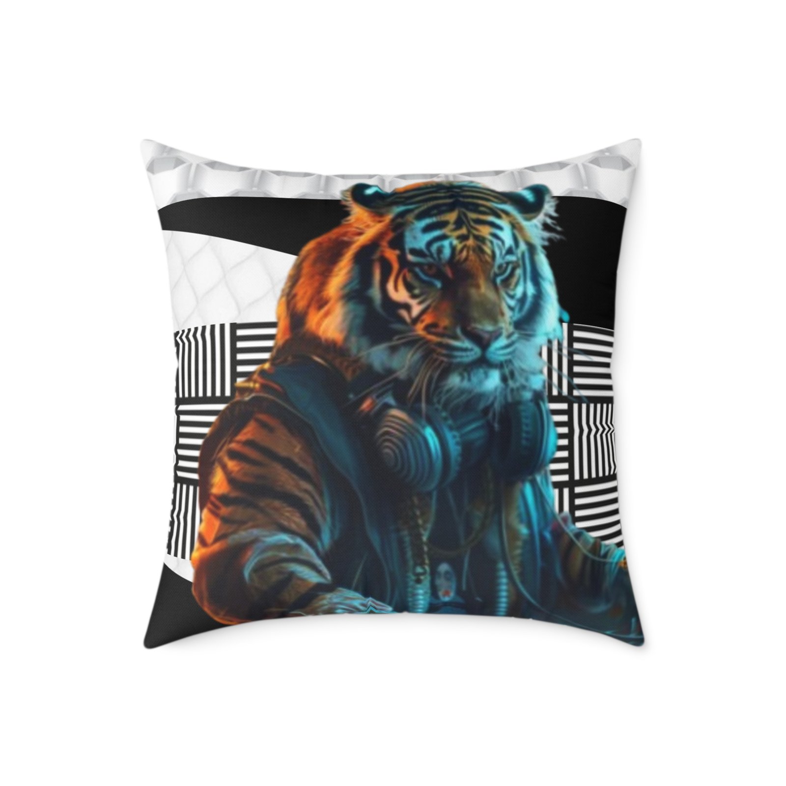 Music Dj Animal Headphones Square Poly Canvas Pillow 08 - Image 13