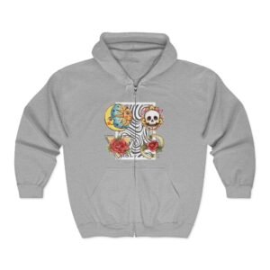 Tattoo  Art Zip-Up Hoodie | Cozy Casual Wear for Fall, Halloween, Goth Fashion, Unique Gift for Art Lovers, Layering Essential