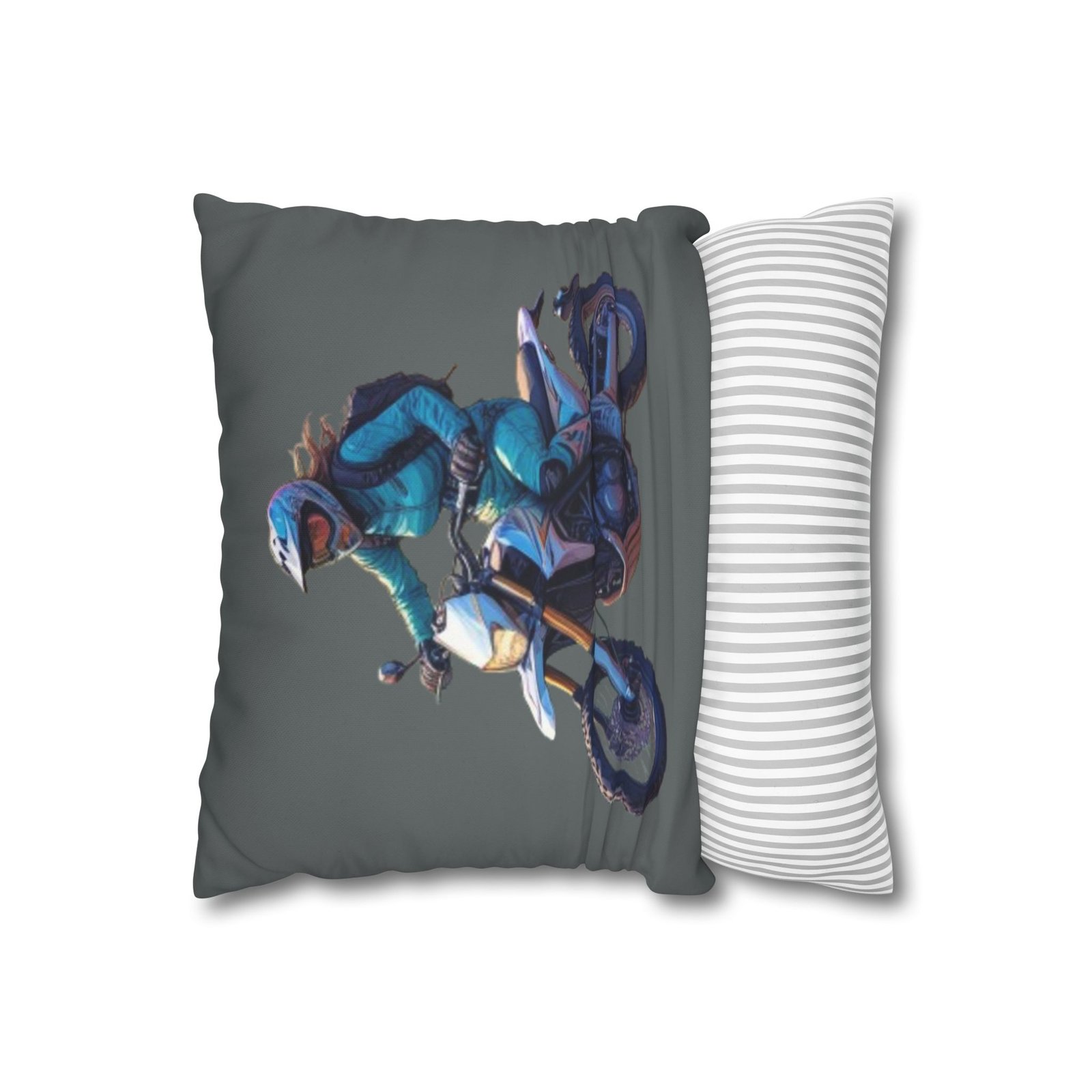 Scrambling Bikes Square Poly Canvas Pillowcase - Image 2