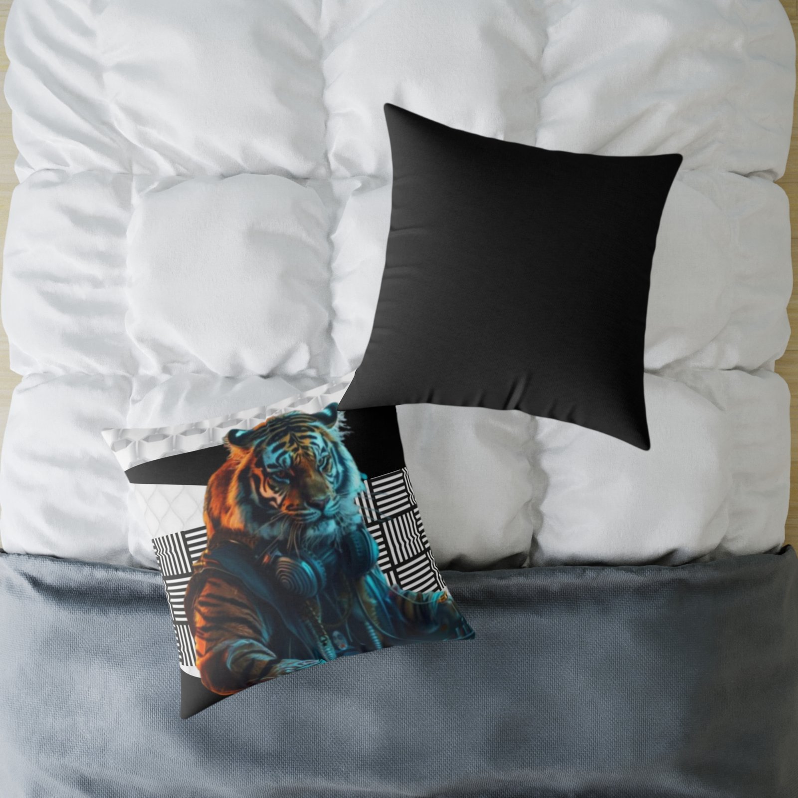 Music Dj Animal Headphones Square Poly Canvas Pillow 08 - Image 16