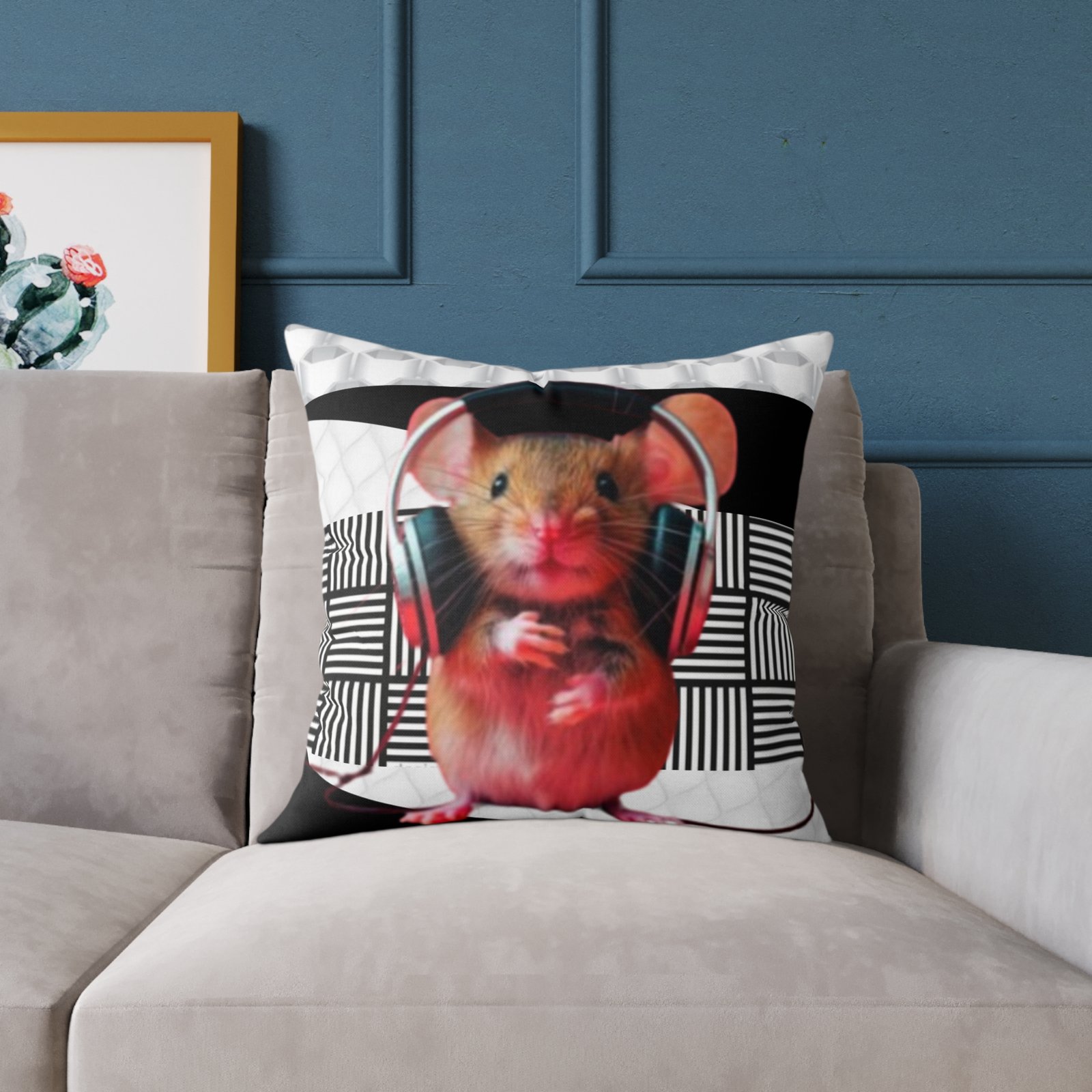 Music Dj Animal Headphones Square Poly Canvas Pillow 08 - Image 11