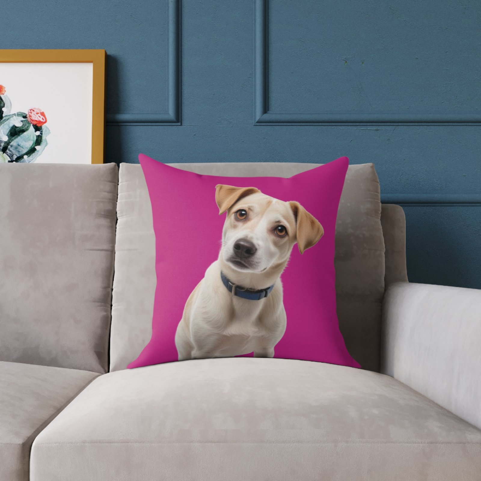 Jack Russell Square Poly Canvas Pillow - Image 7