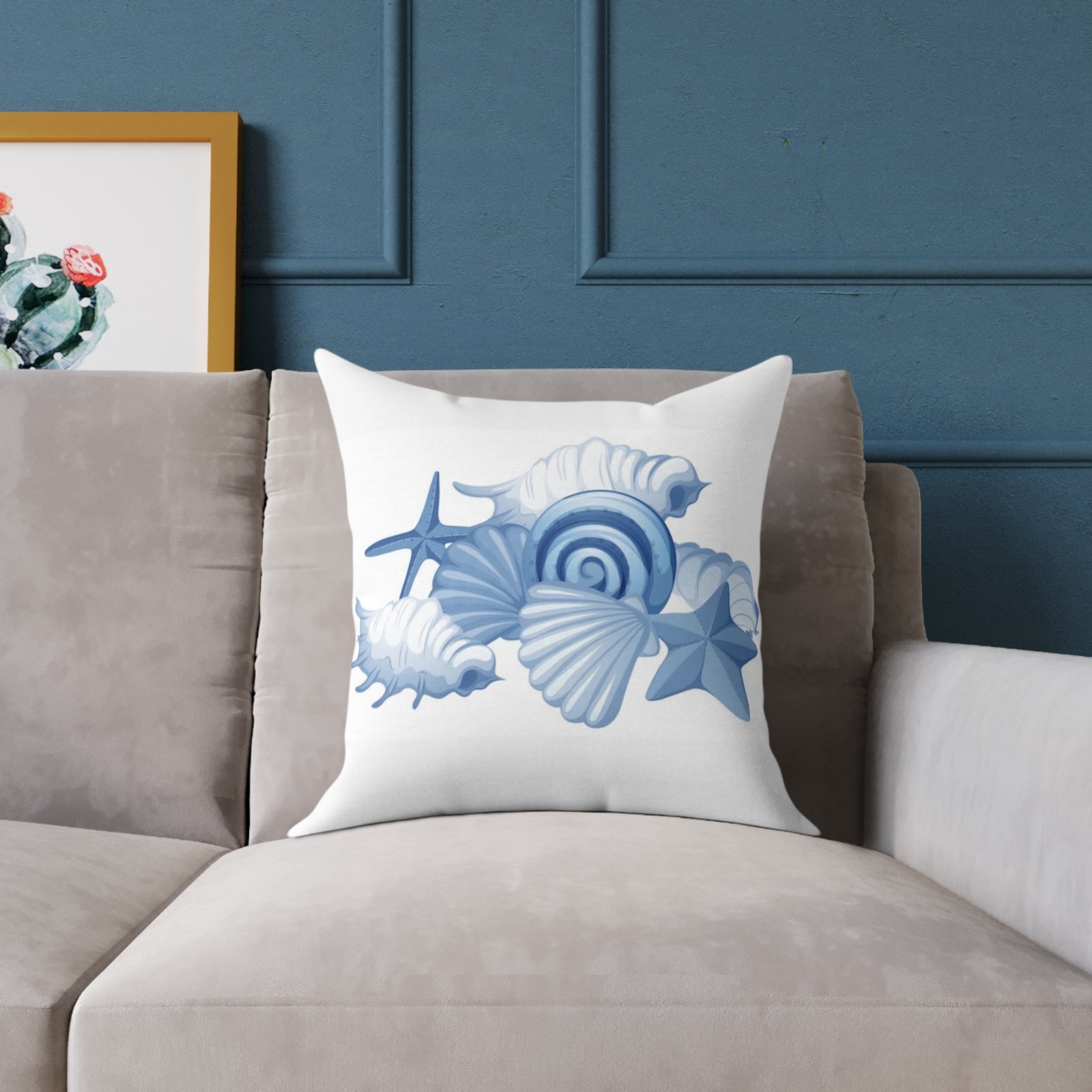 Sea shells Seaside Beach Square Poly Canvas Pillow 08 - Image 7