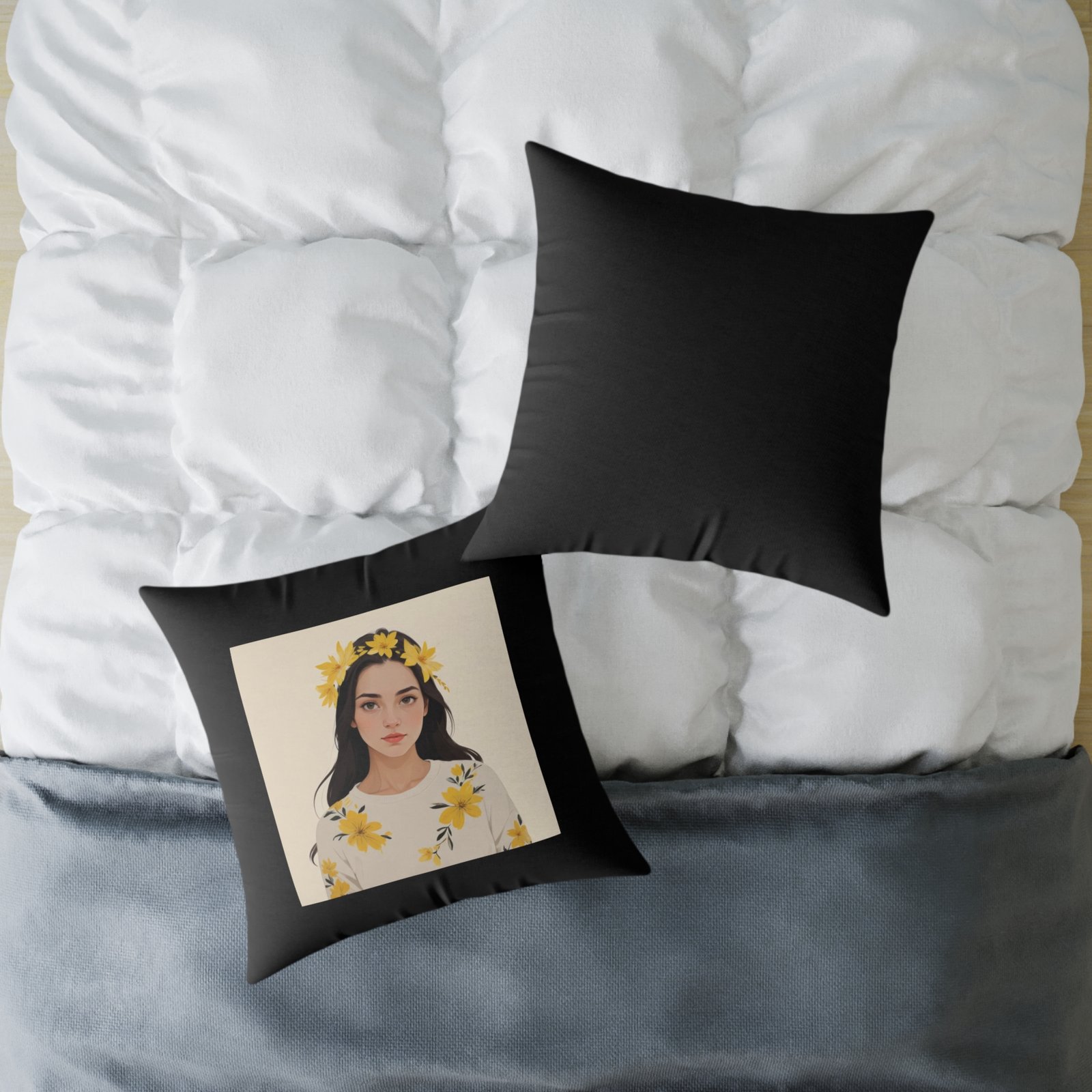 Yellow Flowers Poly Canvas Pillow - Image 16