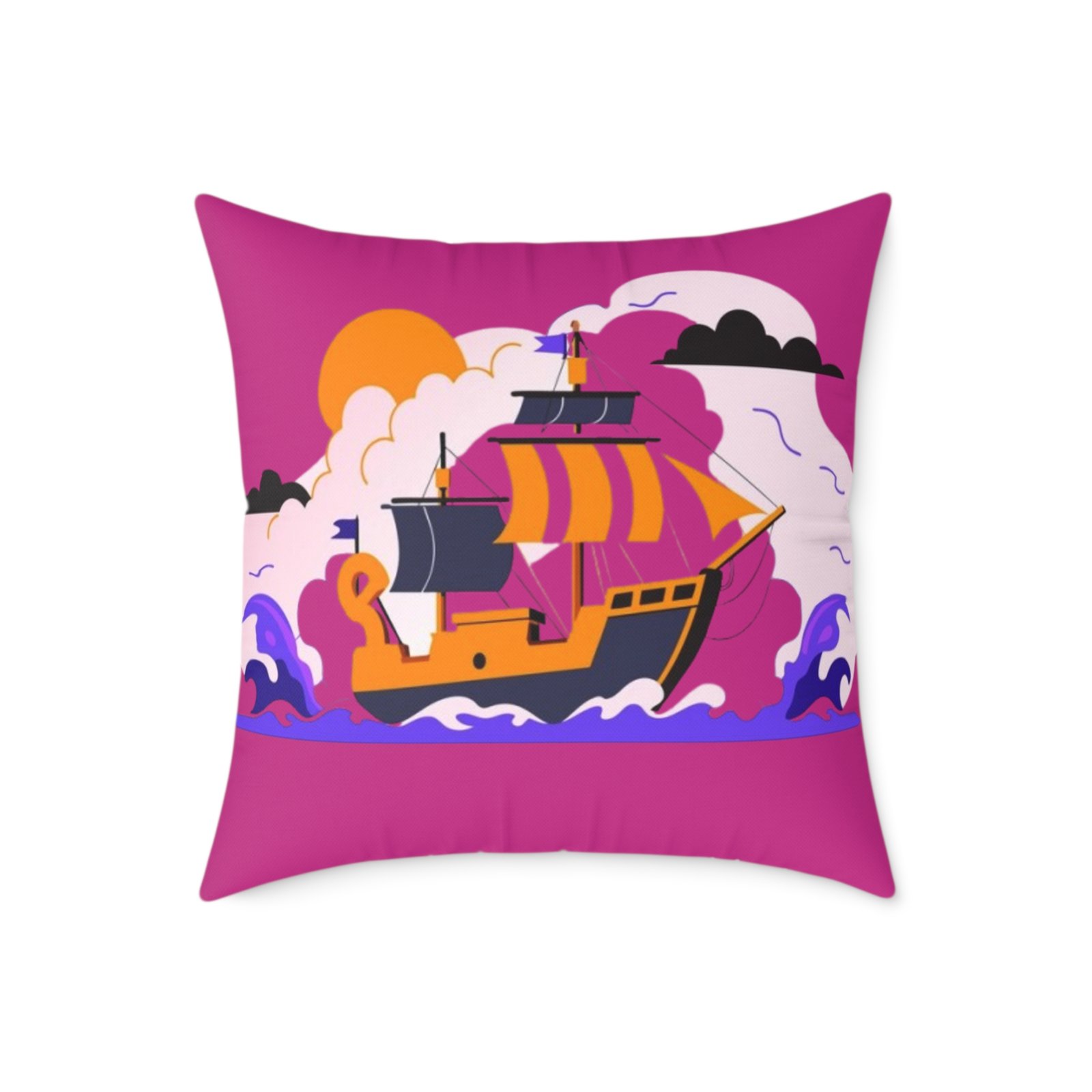 Square Pillow Ships Boats Yachts Sea Sailing Vessels Nautical Decor - Image 13