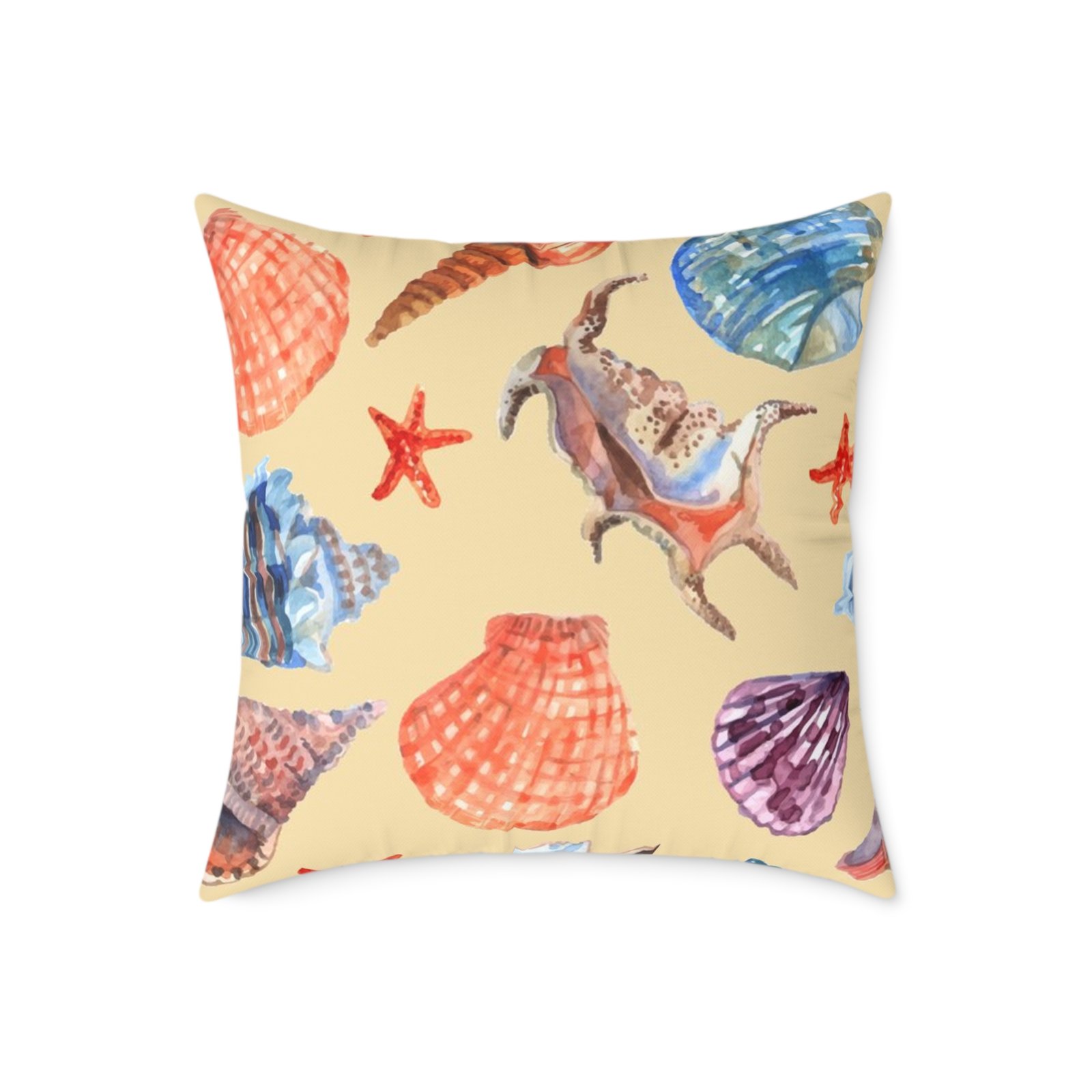 Sea shells Seaside Beach Square Poly Canvas Pillow 08 - Image 13