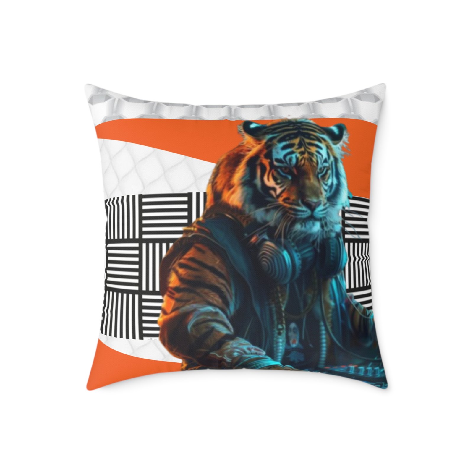 Music Dj Animal Headphones Square Poly Canvas Pillow 08 - Image 13