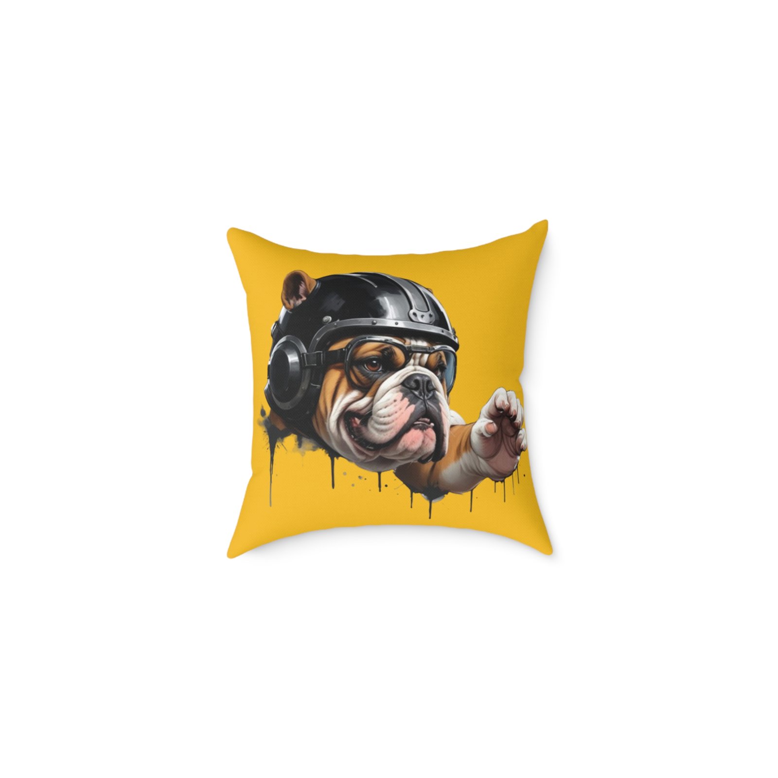 Flight Of The Bulldog Square Poly Canvas Pillow
