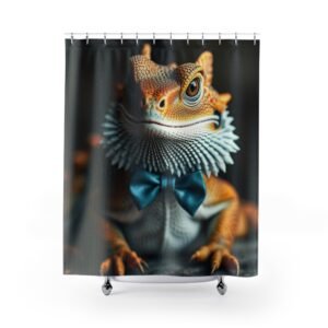 Bearded Dragon Shower Curtain, Unique Bathroom Decor, Reptile Lovers Gift, Fun Home Accessories, Quirky Bathroom Style
