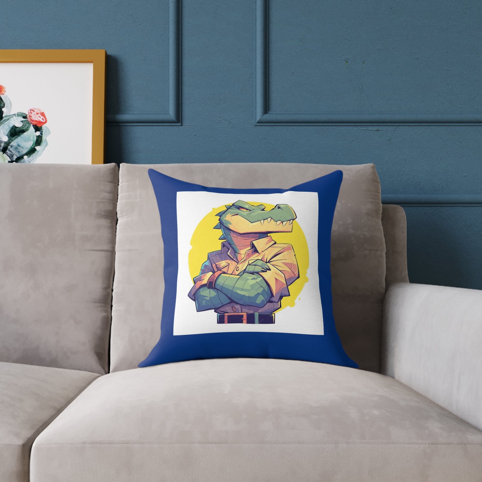 Dinassaur Square Poly Canvas Pillow - Image 3