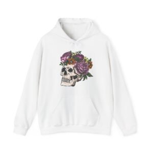 Skull Roses Tattoo Flowers Hoodie, Gothic Sweatshirt, Edgy Pullover, Dark Floral