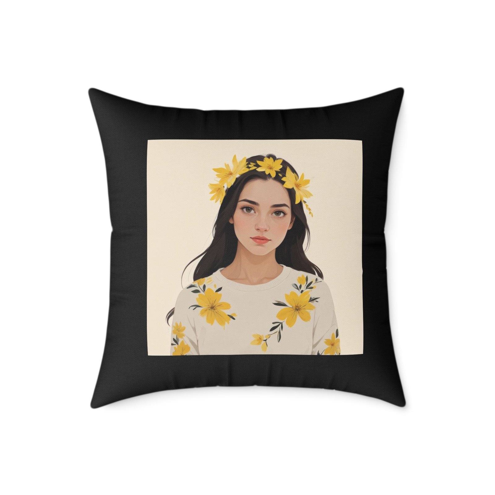 Yellow Flowers Poly Canvas Pillow - Image 13