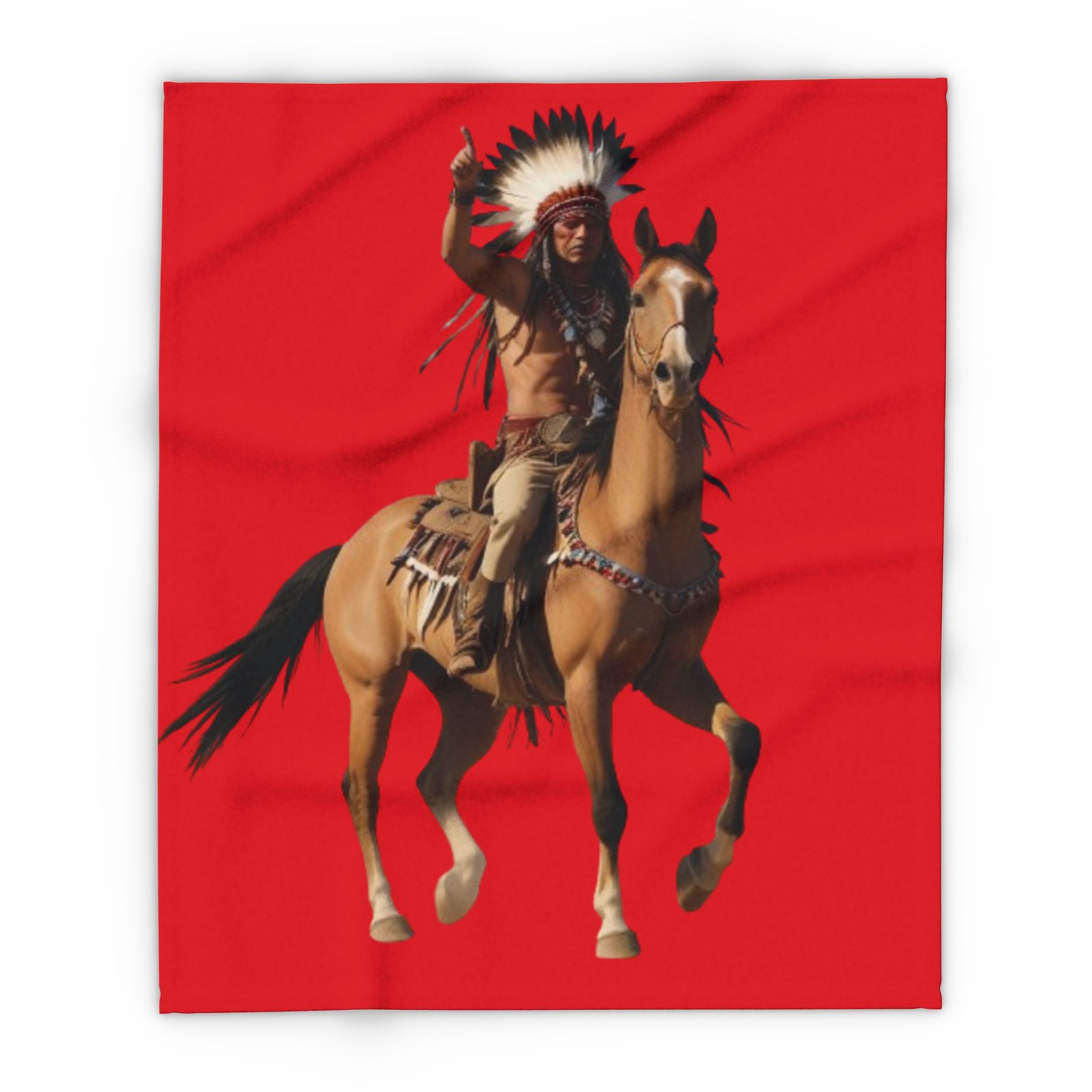 Red Indian Arctic Fleece Blanket - Image 5