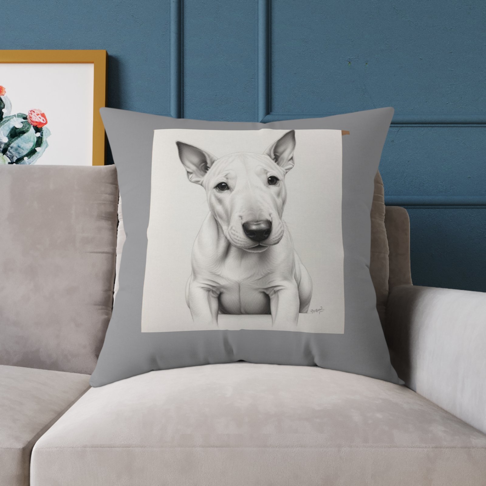 English Bull Terrier Square Poly Canvas Pillow - Image 19