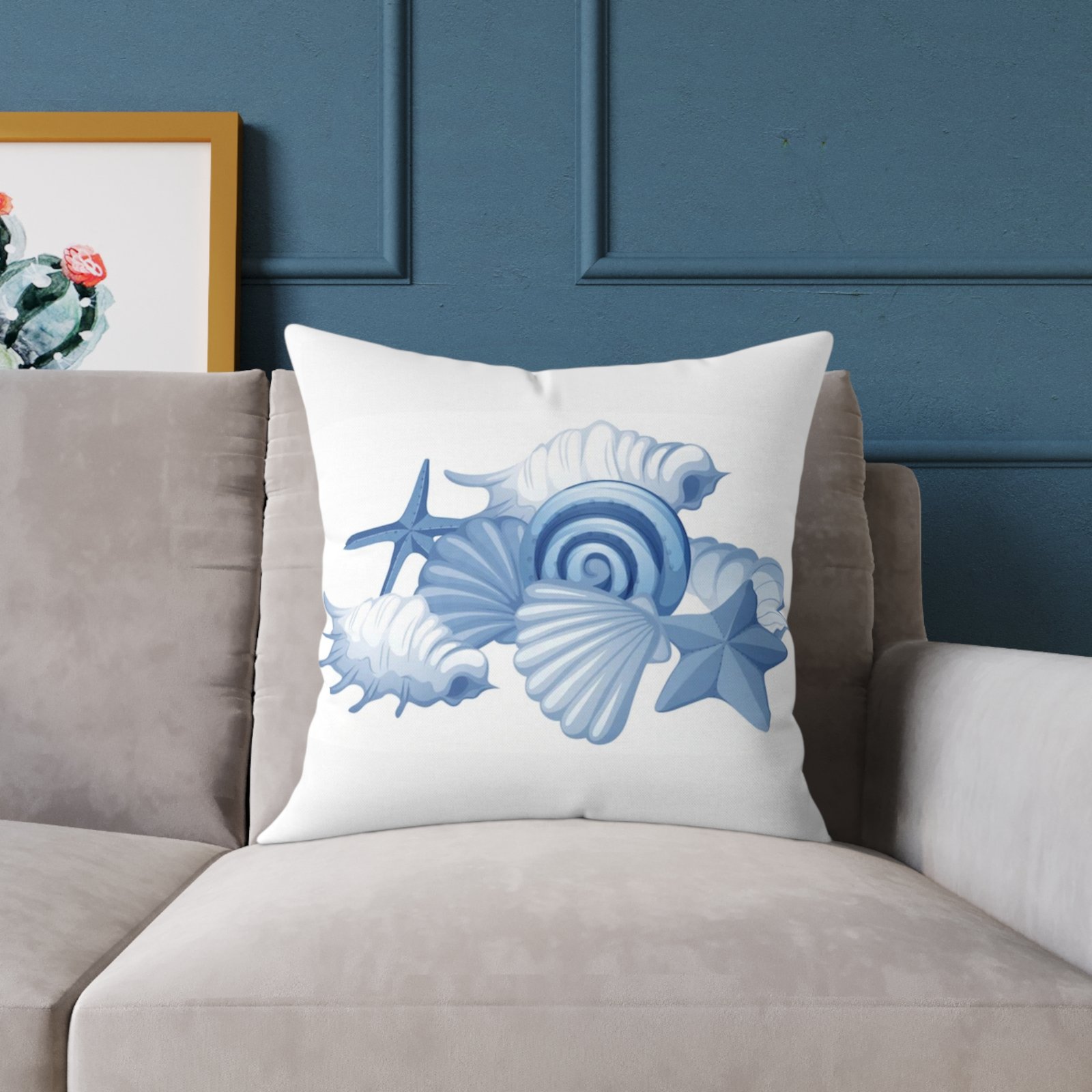 Sea shells Seaside Beach Square Poly Canvas Pillow 08 - Image 11