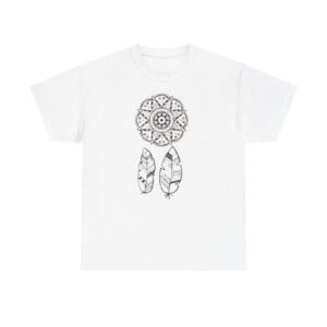 Vibrant Dream Catcher Tattoo Unisex Heavy Cotton Tee, Soft Graphic Tee, Casual Wear, Festival Shirt, Gift for Flower Lovers
