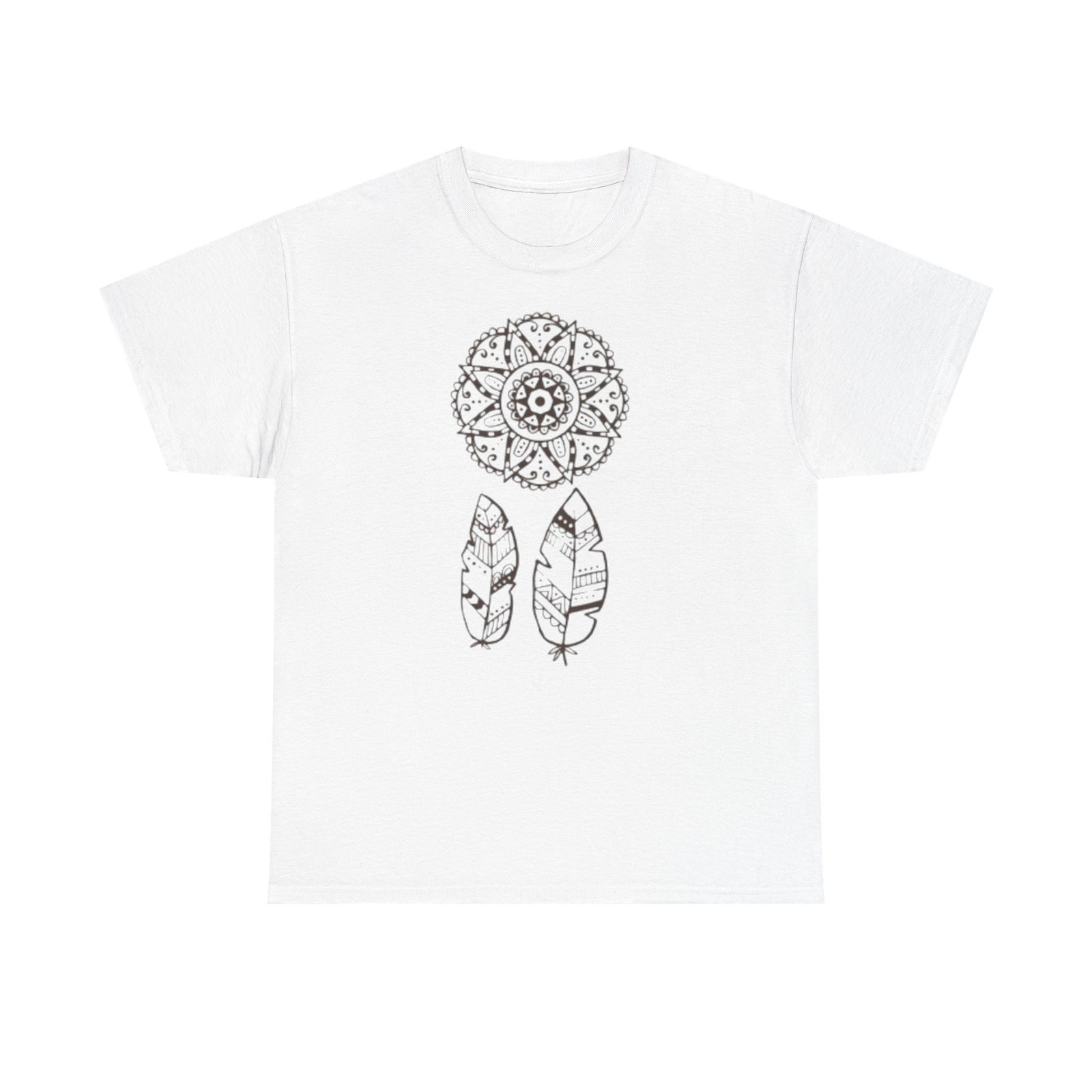 Vibrant Dream Catcher Tattoo Unisex Heavy Cotton Tee, Soft Graphic Tee, Casual Wear, Festival Shirt, Gift for Flower Lovers